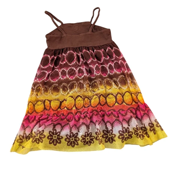 Y2K The Children's Place Brown‎ and Pink Floral Groovy Print Girls Dress 4T - Picture 4 of 8